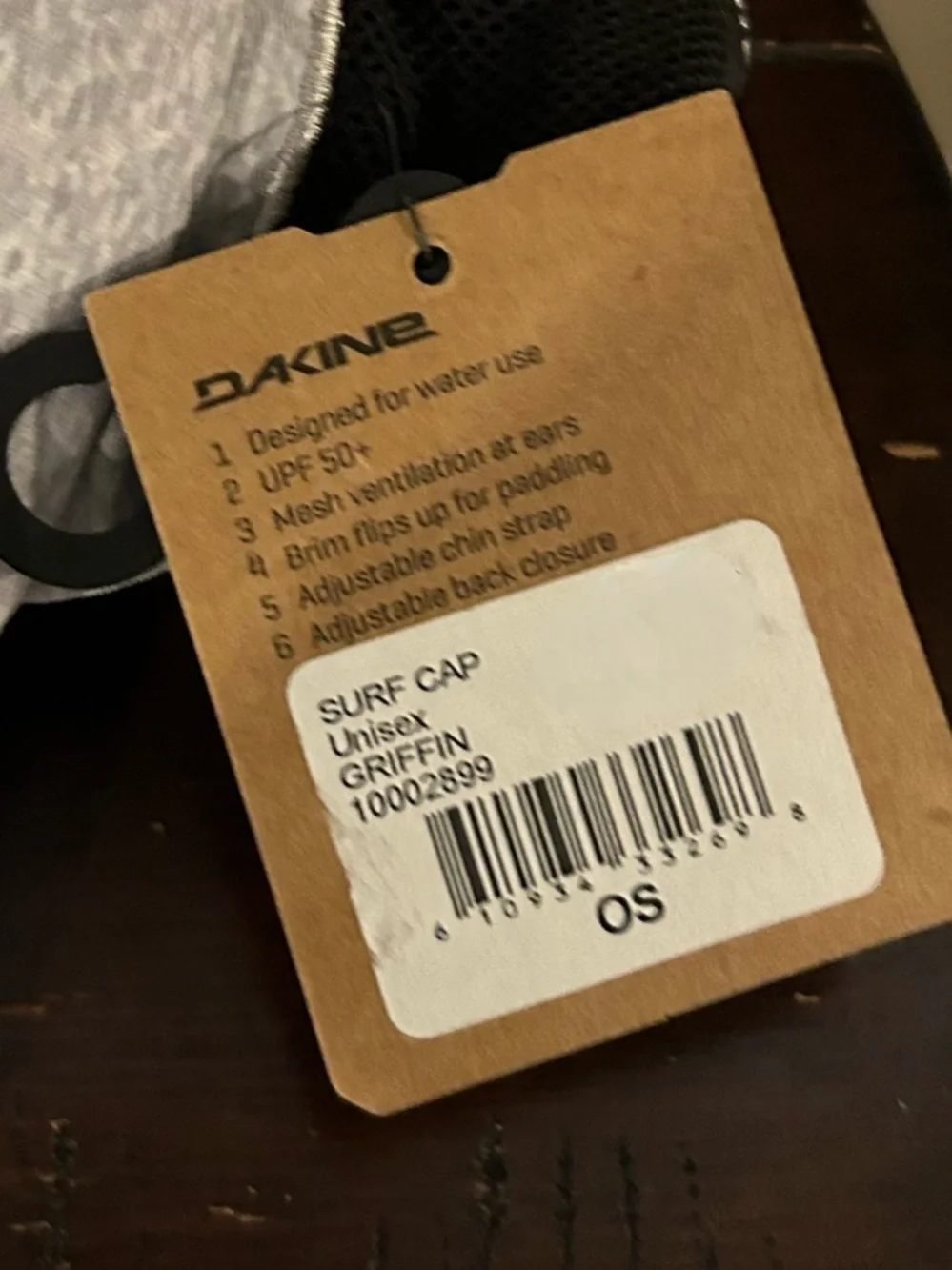 Dakine UPF 50+ Surf Cap Unisex Griffin Light Grey